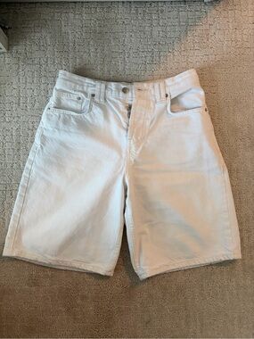 We The Free White Denim Bermuda Shorts